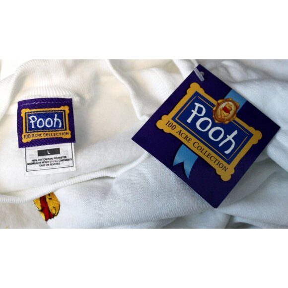 VTG 90s NWT Disney Winnie the Pooh Sweatshirt Embroidered Tumbling White Sz Lg - Picture 6 of 10